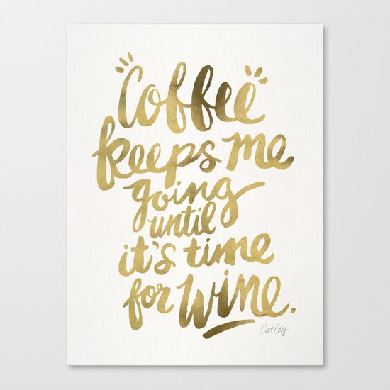 Coffee & Wine – Gold Canvas Print