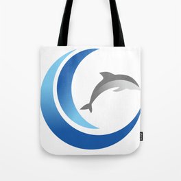 dolphin with wave rolls Tote Bag