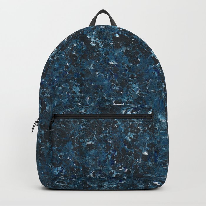 Dark Blue Indigo White Sponge Painting Backpack
