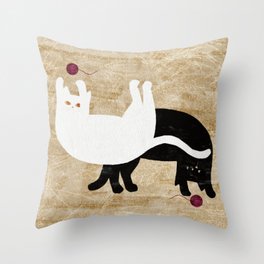 Yin Yang Cats Throw Pillow