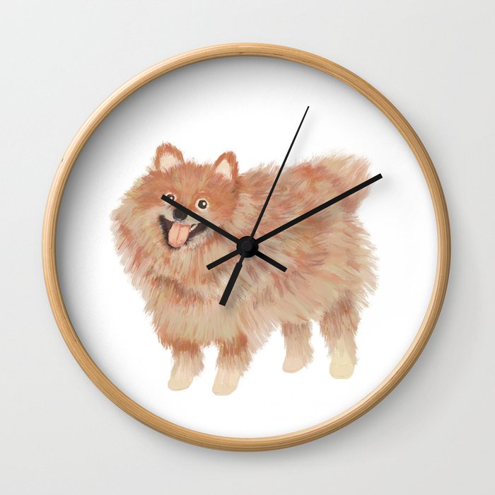 Pomeranian Illustration Wall Clock