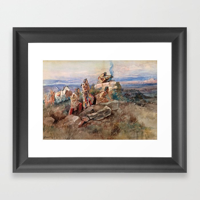 Smoke Signal, 1896 by Charles Marion Russell Framed Art Print