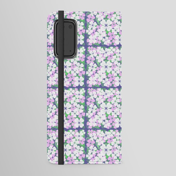 Retro Desert Flowers Pink on Periwinkle Android Wallet Case