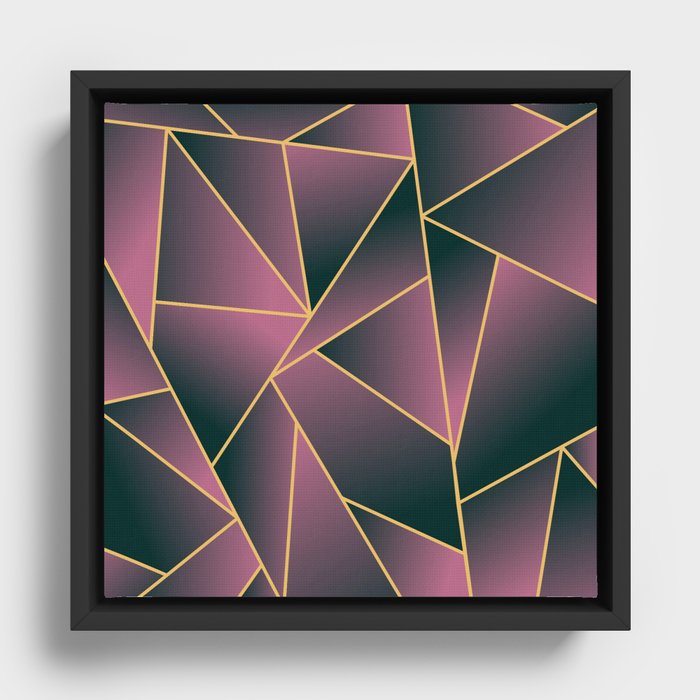 Pink and gray with gold lines Framed Canvas