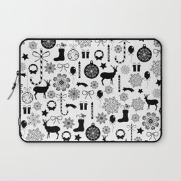 Black and white Christmas elements pattern Laptop Sleeve