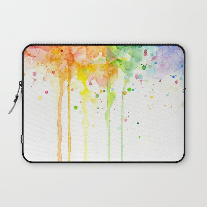 Watercolor Rainbow Splatters Abstract Texture Laptop Sleeve