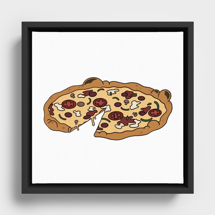 Gooey Pizza Framed Canvas