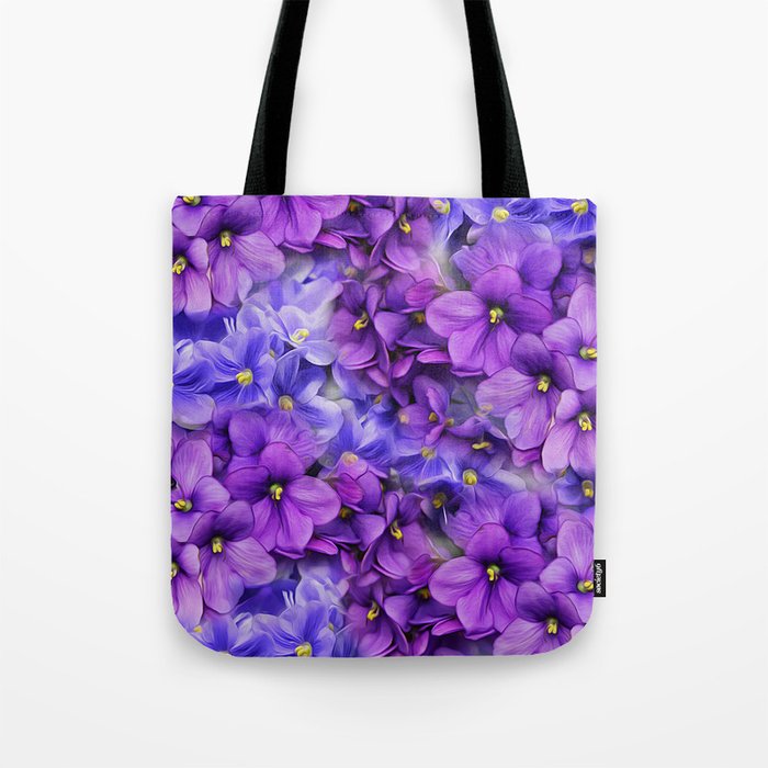 Violets in my garden, digital flower print Tote Bag