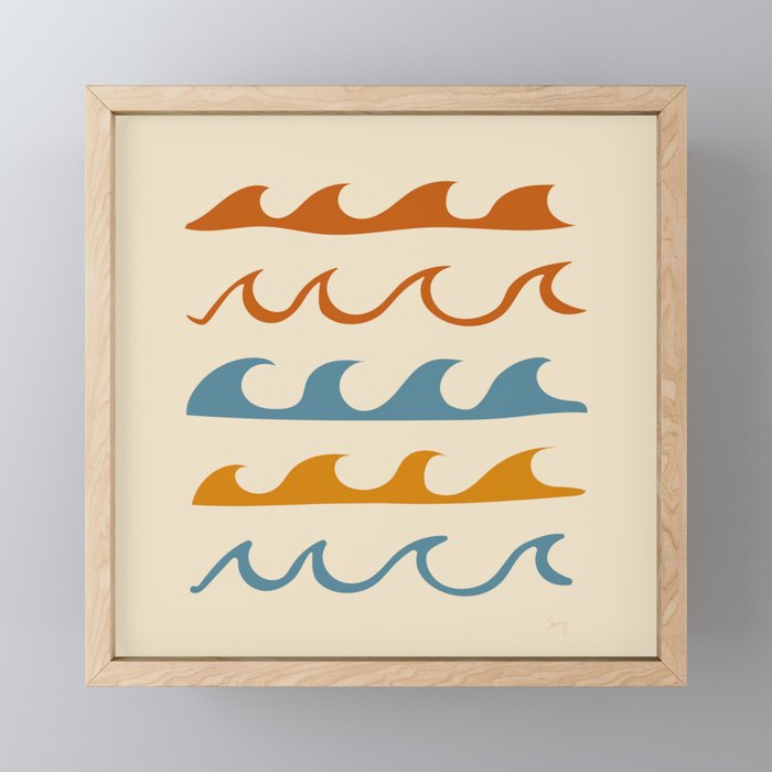 Wavy waves Framed Mini Art Print