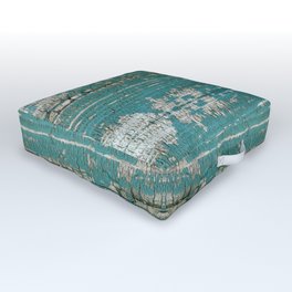 Rustic Wood Turquiose Paint Weathered Outdoor Floor Cushion