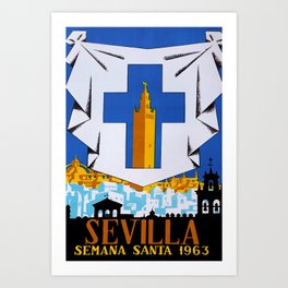 poster Sevilla Semana Santa 1963 Art Print | Typography, Semana, Nostalgia, Digital, Oude, Spain, Affiche, Espana, Graphicdesign, Sevilla 