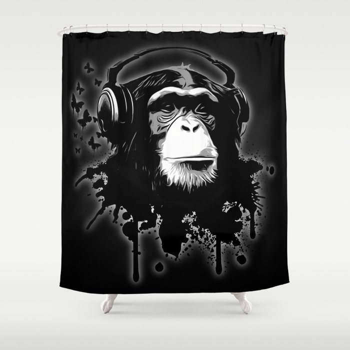 Monkey Business - Black Shower Curtain