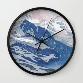 Hiroshi Yoshida, The Jungfrau Summit - Vintage Japanese Woodblock Print Art Wall Clock | Ukiyoe, Summit, Japan, Switzerland, Asian, Hiroshiyoshida, Shinhanga, Oriental, Alpinist, Mountain 