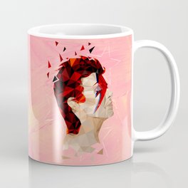 Bowie - Geometric, Mixed Media Portrait - Peach Background Coffee Mug