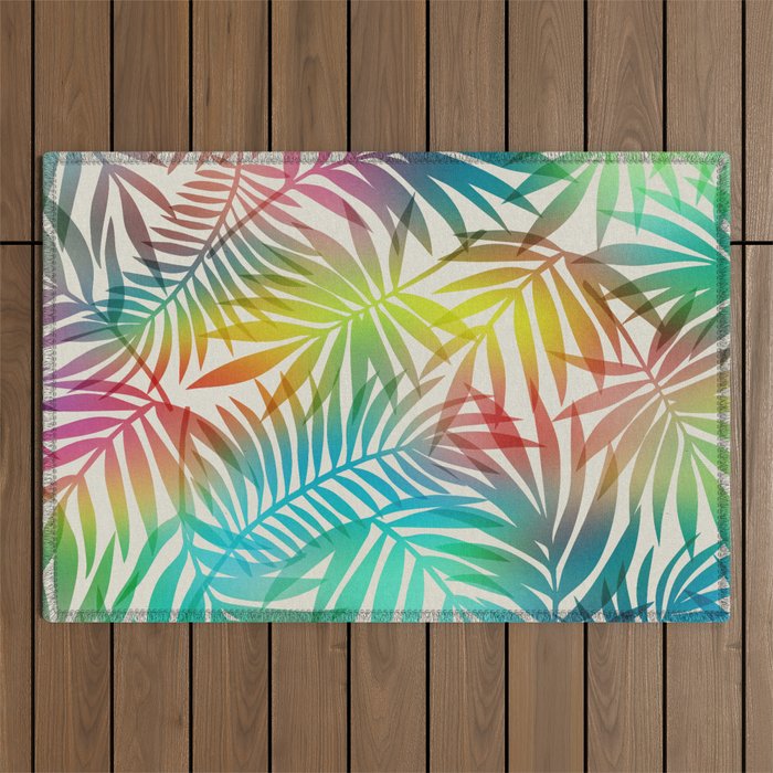 Tropical Palm Leaves Outdoor Rug