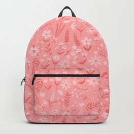 Pink Floral Illustration Pattern Backpack