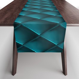 Deep Teal Polished Quilted Leather Padding Table Runner