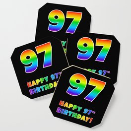 [ Thumbnail: HAPPY 97TH BIRTHDAY - Multicolored Rainbow Spectrum Gradient Coaster ]