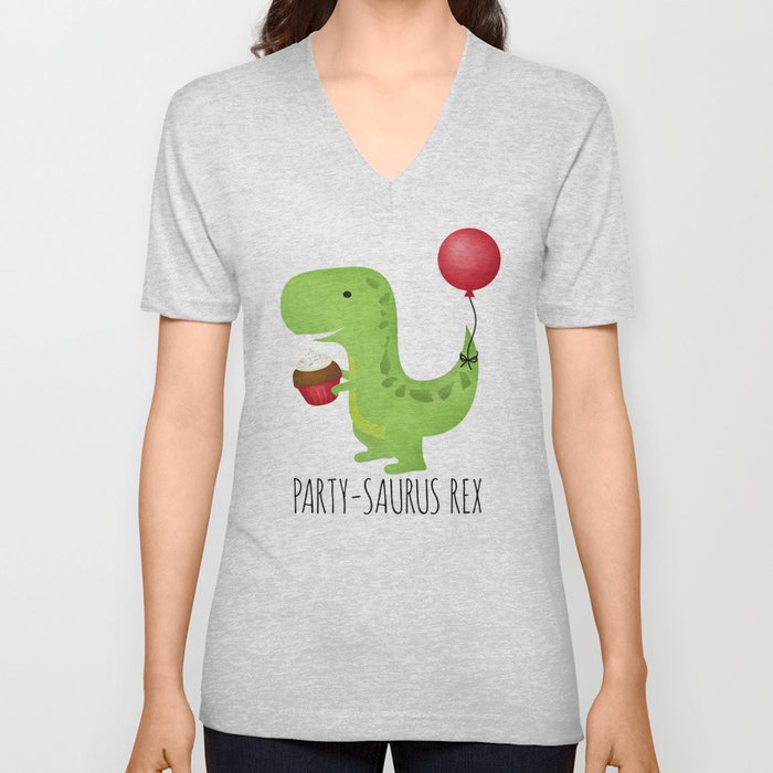 Party-Saurus Rex V Neck T Shirt