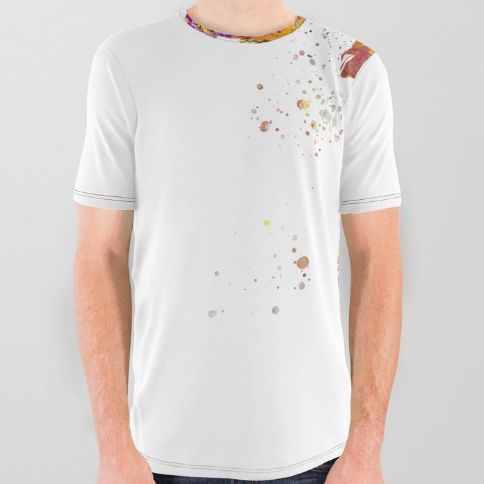 Cricket player in watercolor All Over Graphic Tee