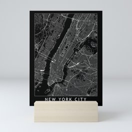 New York City Black Map Mini Art Print