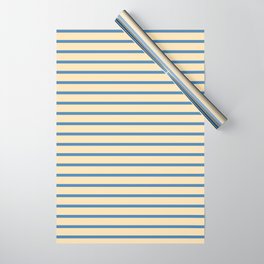 [ Thumbnail: Blue and Beige Colored Lined/Striped Pattern Wrapping Paper ]