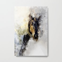 Glitter Horse Metal Print | Black And White, Acrylic, Graphicdesign, Children, Splash, Cute, Gift, Decor, Digital, Equine 