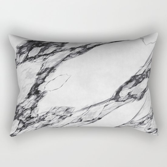 Black and White Marble Rectangular Pillow