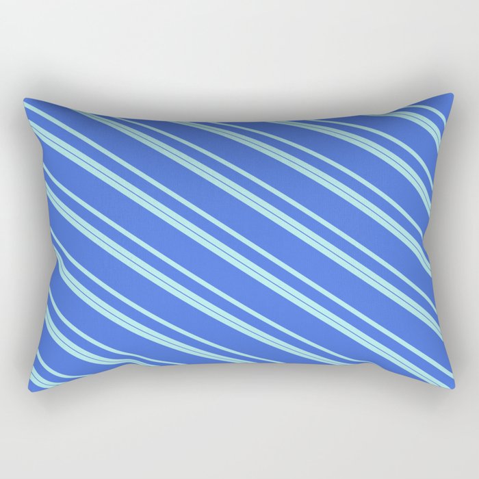 Turquoise & Royal Blue Colored Lined Pattern Rectangular Pillow