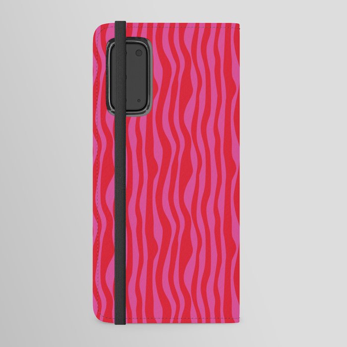 Red and Pink Wavy Stripes Android Wallet Case