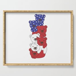 Bear For The Fourth Of July Usa Flag Axolotls Serving Tray
