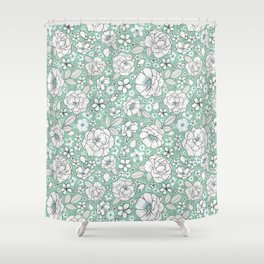 Boho Floral-Teal Shower Curtain