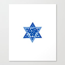 Jewish Star with Hearts Canvas Print