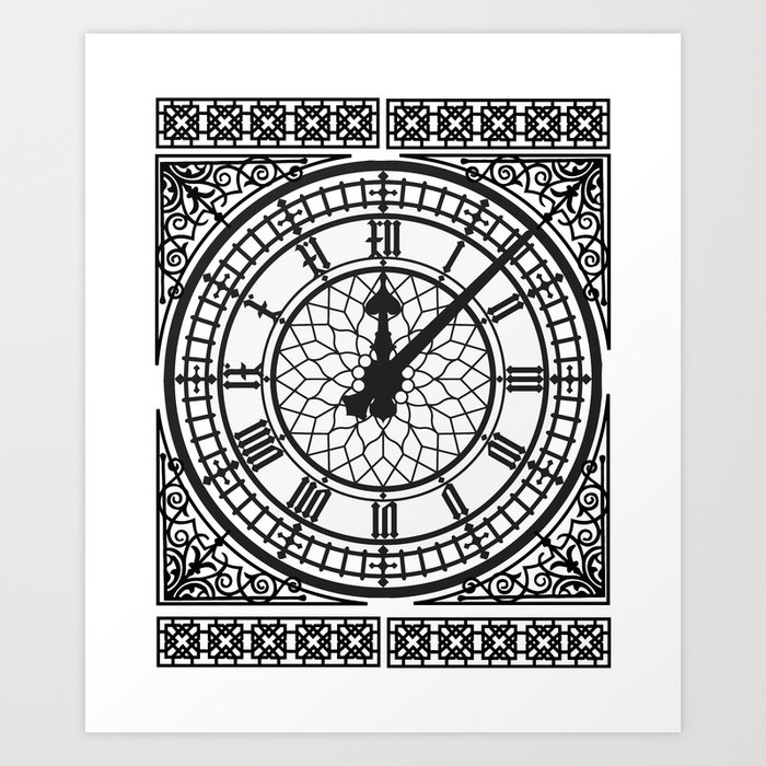 Big Ben, Clock Face, Intricate Vintage Timepiece Watch Art Print