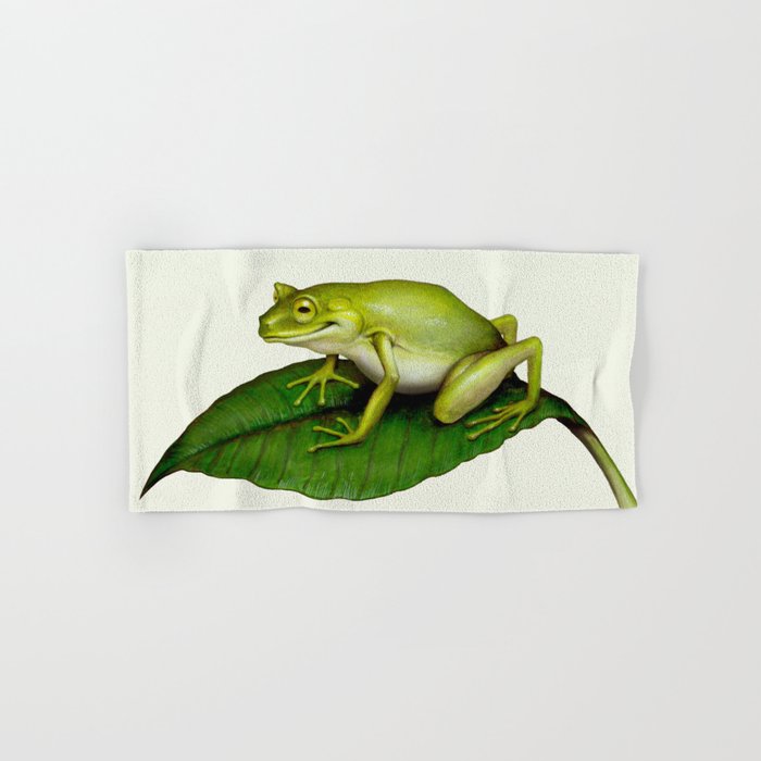 Smiling Tree Frog Hand Bath Towel by Erik Surpless Society6