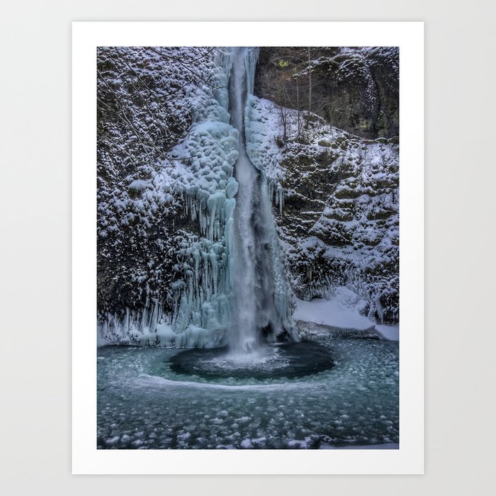 Winter at Lower Horsetail Falls Art Print