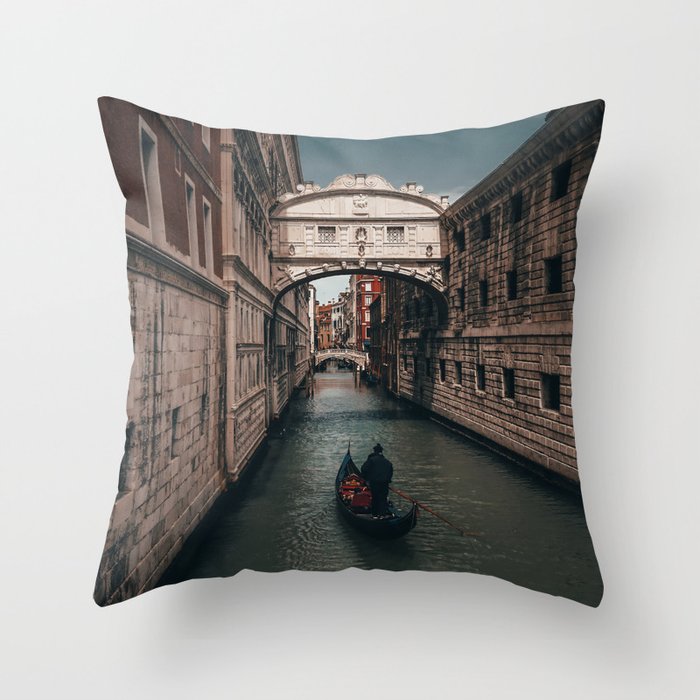 Venice Italy with gondola boats surrounded by beautiful architecture along the grand canal Throw Pillow