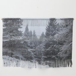Winter Snow Scene in a Scottish Highlands Pine Forest Wall Hanging