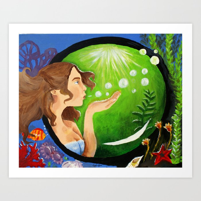 Mermaid Bubbles Art Print