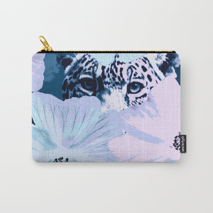 Behind the scenes - big cat hiding behind the flowers - lovely colors #decor #society6 #buyart Carry-All Pouch