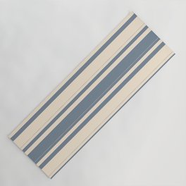 [ Thumbnail: Light Slate Gray and Beige Colored Pattern of Stripes Yoga Mat ]