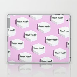 Trendy pink make-up pattern with eye lashes Laptop Skin