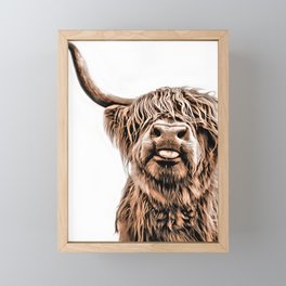 Funny Higland Cattle Framed Mini Art Print