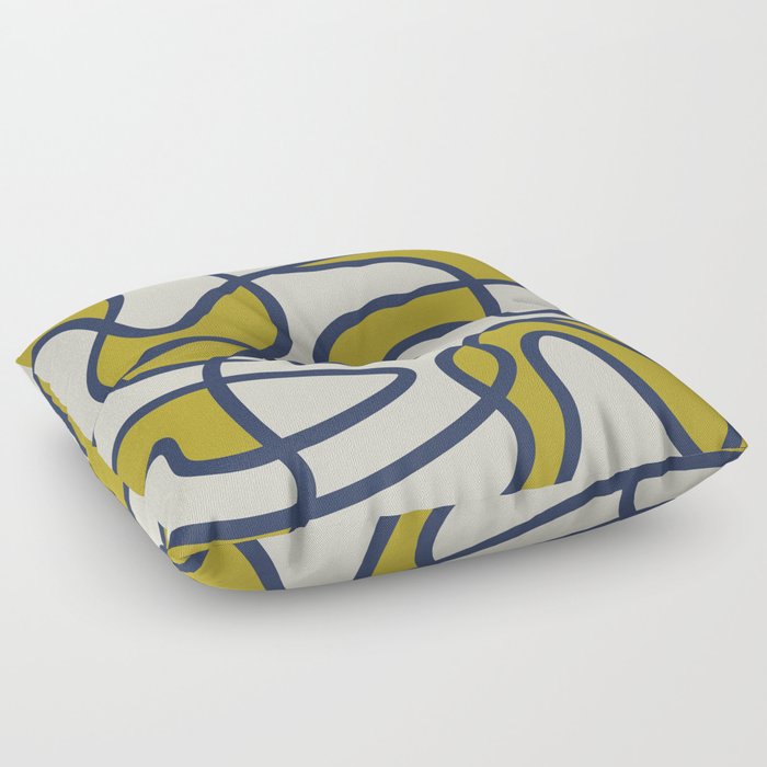 Messy Scribble Texture Background - Pastel Gray and Gold Foil Floor Pillow