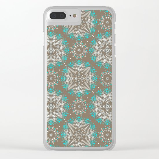 Brown turquoise bling . Clear iPhone Case