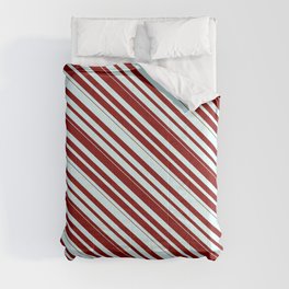 [ Thumbnail: Light Cyan & Maroon Colored Lined/Striped Pattern Comforter ]