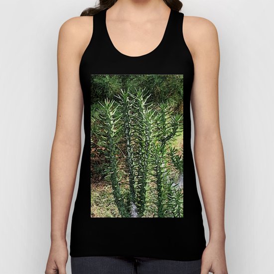 Green cactus in the garden digital painting Unisex Tank Top