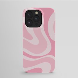 Modern Retro Liquid Swirl Abstract in Pretty Pastel Pink iPhone Case | Digital, Pattern, Abstract, Graphicdesign, Retro, Modern, Trendy, Trippy, Pink, Preppy 