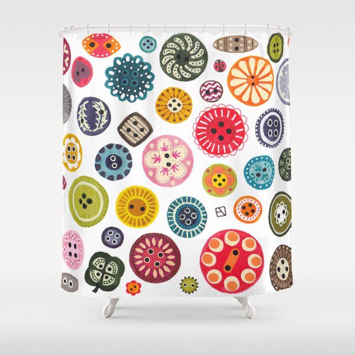 Vintage Button Love Shower Curtain