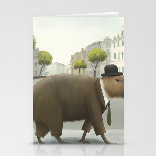 Anthropomorphic capybara in a suit Stationery Cards